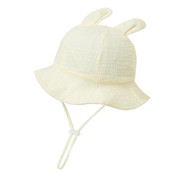 QUOTAY Baby Girl Hats Fisherman Cap with Pleated Print and Sun Hat for 0-12 Months Girls and Boys Beige，One Size