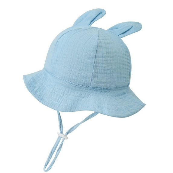 QUOTAY Baby Girl Hats Fisherman Cap with Pleated Print and Sun Hat for 0-12 Months Girls and Boys Light Blue,One Size