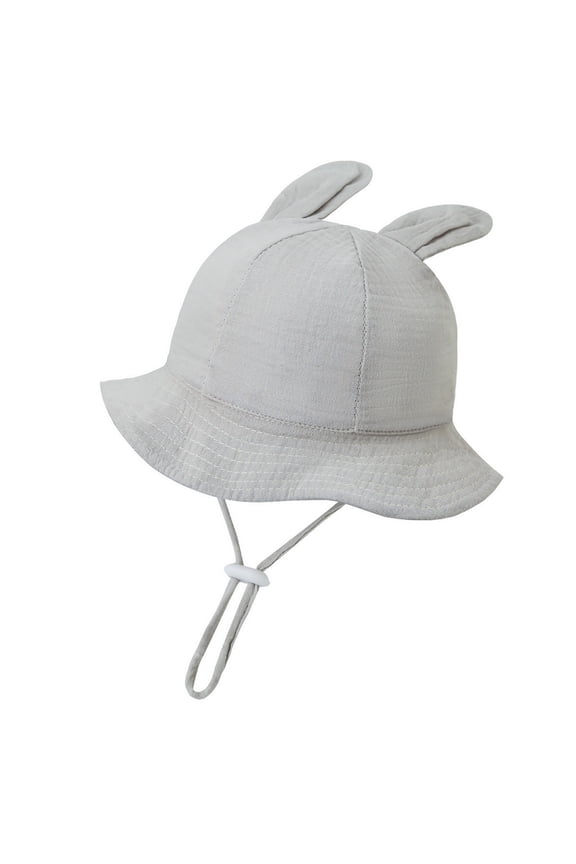 Baby Girl Hats Fisherman Cap with Pleated Print and Sun Hat for 0-12 Months Girls and Boys Light Gray，One Size