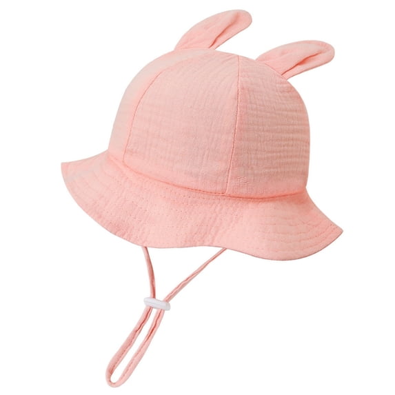 QUOTAY Baby Girl Hats Fisherman Cap with Pleated Print and Sun Hat for 0-12 Months Girls and Boys Light Pink,One Size