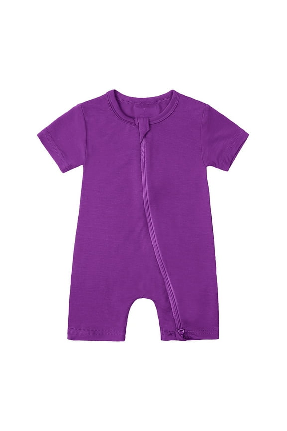 Baby Girls Boys Baby Romper Pajamas Zipper Short Sleeve Sleeper Jumpsuit Dark Purple,18-24 Months