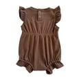 thumbnail image 1 of QUOTAY Baby Girls Sleeveless Jumpsuit Bodysuit Summer Clothing for 0-1 Year Olds Baby Romper Style Coffee,12-18 Months, 1 of 4