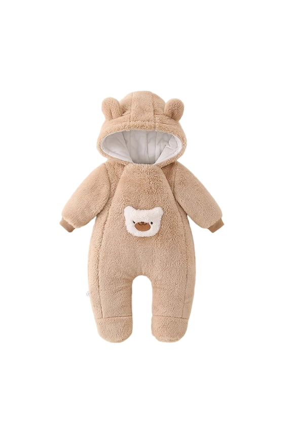 Baby Romper Cozy Winter for Baby Boys Girls Soft Warm Outfit with Cute Design for Autumn Season Jumpsuit Coffee,100