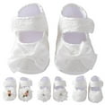 thumbnail image 1 of QUOTAY Baby Shoes Fashionable Pattern Cute Flower Decoration Hook Loop Lightweight First Toddler Slippers Beige，0-3 Months, 1 of 3
