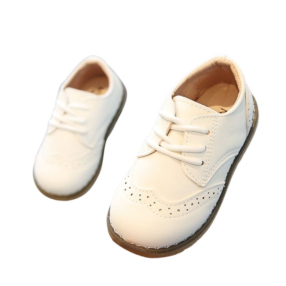 QUOTAY Black Boys Girls British Style Dress Shoes Children Shoes School Style Casual Shoes Kids Slippers Age 1-6 White,3.5-4 Years