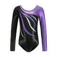 thumbnail image 1 of QUOTAY Bodysuit Long Sleeve Sparkling Rhinestone Dance Leotard for Girls Gymnastics Ballet Latin Performance and Practice 3-12 Years Long Sleeve Romper 02_Purple,165, 1 of 3