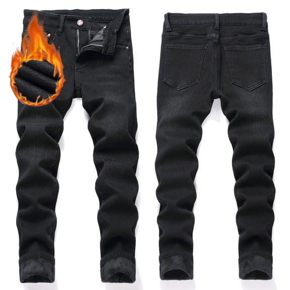 QUOTAY Boys Distressed Jeans Stretch Comfortable Straight Leg Lined Denim Pants for Boys Pants Fashion Casual Autumn Winter 7-16 Years Black_01,10