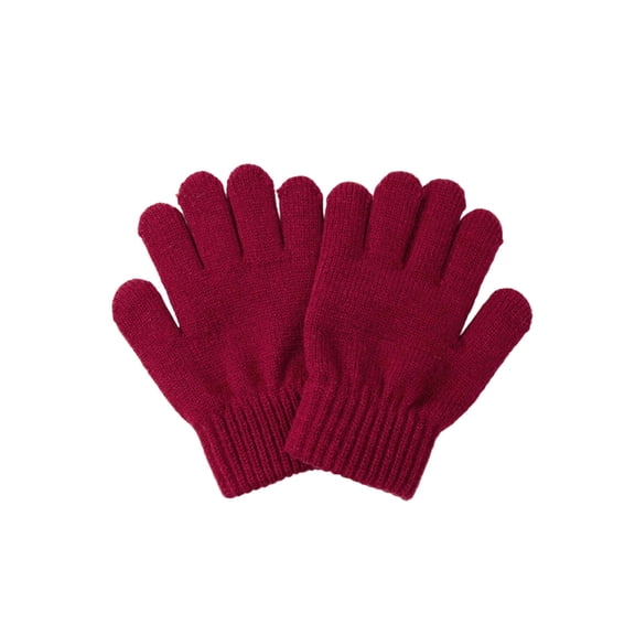 QUOTAY Boys Gloves Kindergarten Baby for Autumn and Winter Full Fingered Warm and Girls Gloves Cute Five Fingered for 4 to 8 Years 03_Brick Red,4-8 Years