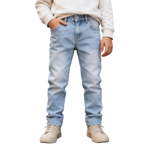QUOTAY Boys Light Blue Washed Straight Leg Casual Distressed Denim Jeans Comfortable Long Pants Cargo Pants for Boys Style for 6-16 Years Blue_02,10