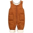 thumbnail image 1 of QUOTAY Boys Lined Overalls Soft Warm Baby Romper Jumpsuit with Easy Snap Opening for Toddler Outdoor Winter Coffee,6-12 Months, 1 of 9
