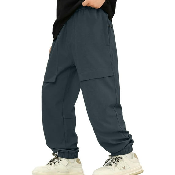 QUOTAY Boys Outdoor Hiking Pants Winter Lined Cargo Pants Windproof Boys Pants for Kids Youth 8-16 Years 02_Grey,12-13 Years