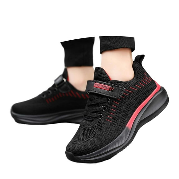 QUOTAY Boys Sneakers Breathable Childrens Sports Shoes Soft Sole Running Shoes for Boys School Kids Athletic Footwear Slippers for Boys 01_Red,7-8 Years