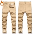 thumbnail image 1 of QUOTAY Boys Straight Leg Lined Denim Pants Stretch Comfortable Distressed Jeans Casual Fashion Long Boys' Pants for Autumn Spring 7-16 Years Khaki_01,8, 1 of 6