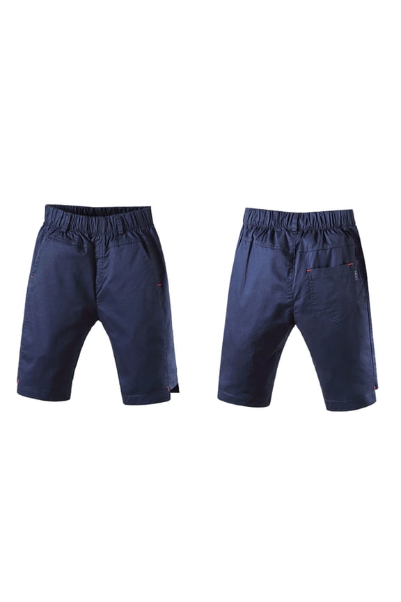 Boys Summer Thin Casual Shorts for Boys Point Length Woven Pants Elastic Waistband Age 1-10 Years Blue,110