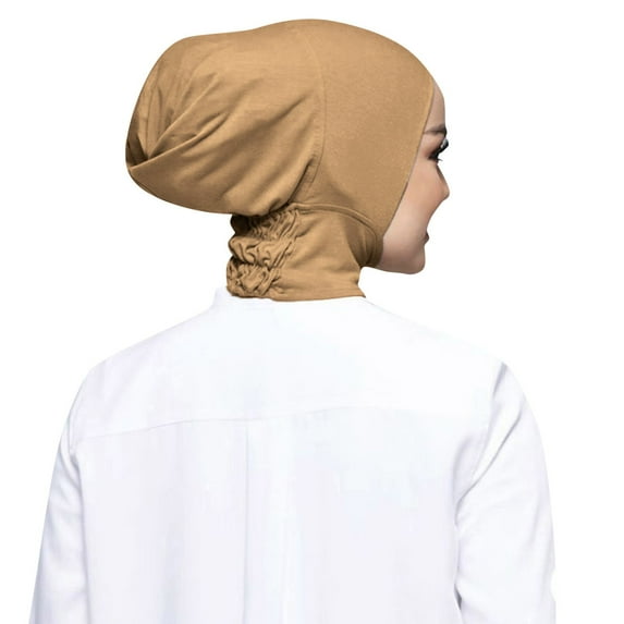 QUOTAY Casual Solid Color High Stretch Elastic Cap Head Cover for Women Hijab Bib Turban 02_Khaki,One Size