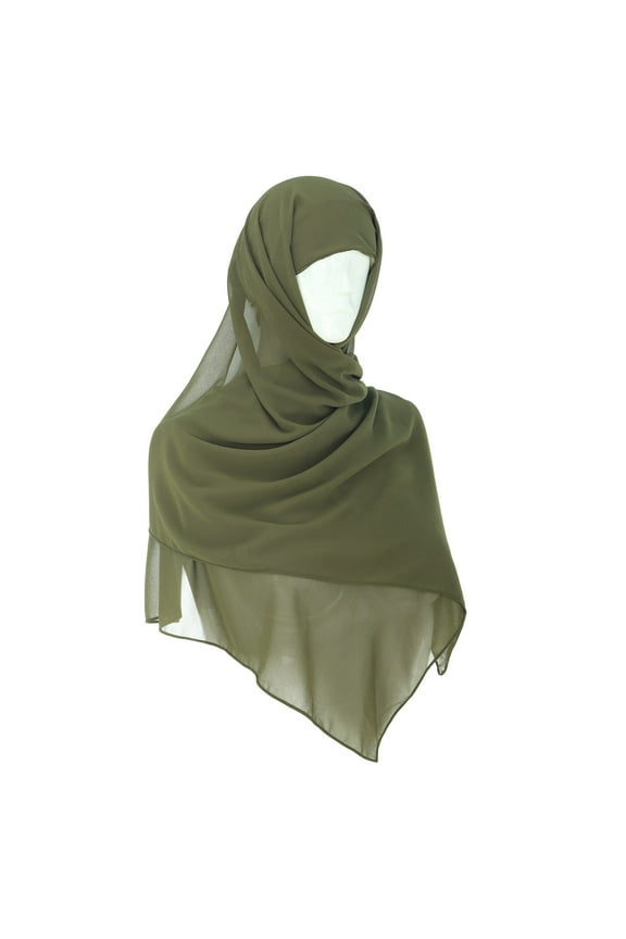 Casual Solid Color Multicolor Hijab Head Scarf Bandage Cap for Women Stretchable Wrap Army Green，One Size