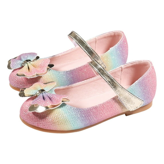 QUOTAY Children Flat Shoes Soft Soled Sandals Fashionable Colorful Bow Performance Shoes Cute Slippers for Girls Pink,4.5-5 Years