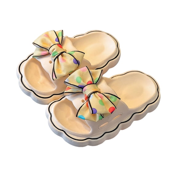 QUOTAY Children Slippers Cartoon Dinosaur Flat Bottom Home Breathable Beach Outdoor Slippers Comfortable Design Beige,4-4.5 Years