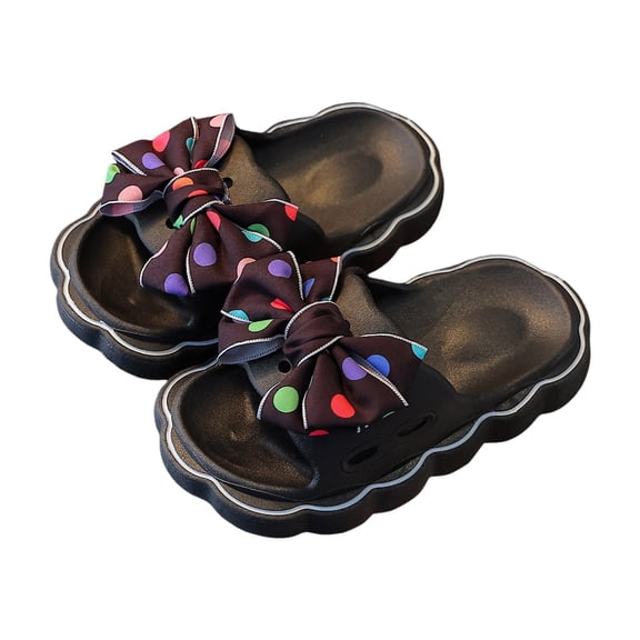 QUOTAY Children Slippers Cartoon Dinosaur Flat Bottom Home Breathable Beach Outdoor Slippers Comfortable Design Black,4-4.5 Years