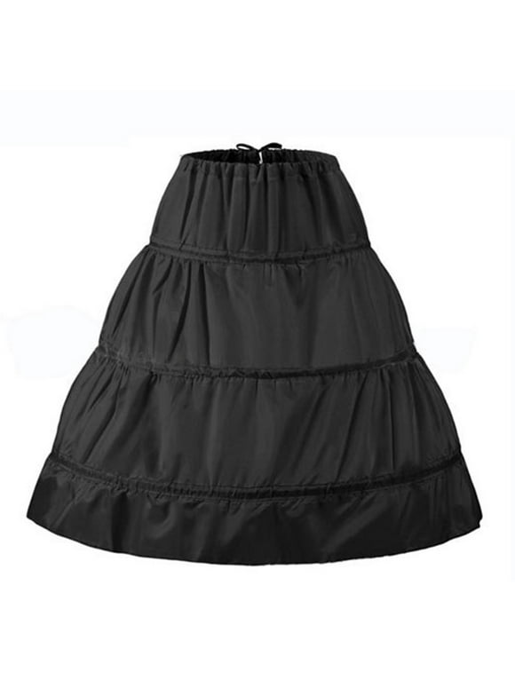 Childrens 3 Hoops Petticoat Underskirt for Formal Dress and Gowns Flower Girl Age 6-7 Years Flower Girl Dress 03_Black,One Size