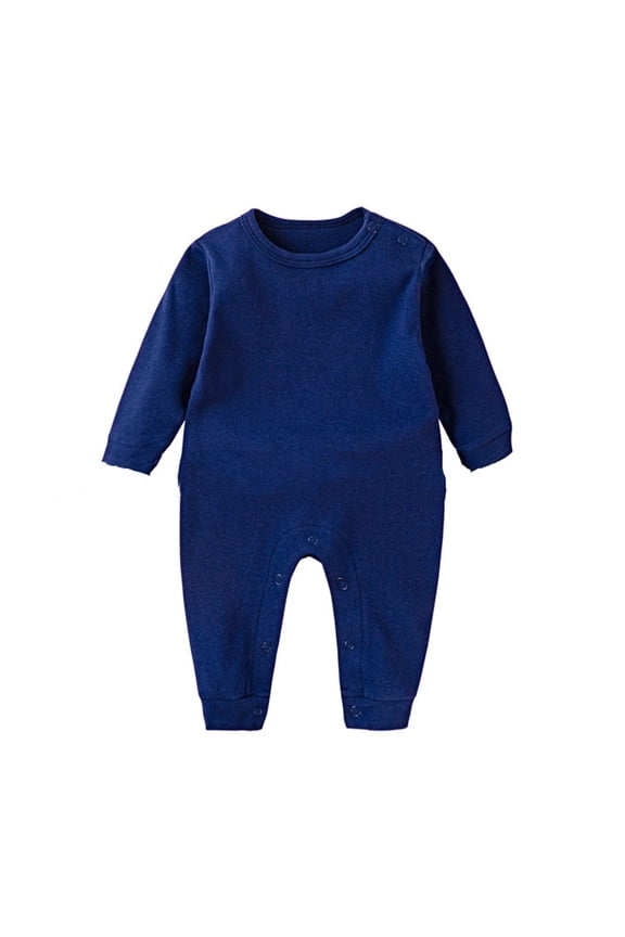 Comfort Boys Bodysuit Long Sleeve Shoulder Snap Baby Romper for and Toddler Playwear Soft Everyday Outfit Navy,9-12 Months