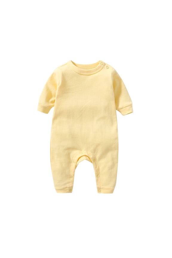 Comfort Boys Bodysuit Long Sleeve Shoulder Snap Baby Romper for and Toddler Playwear Soft Everyday Outfit Yellow,0-3 Months