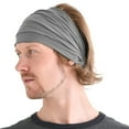 thumbnail image 1 of QUOTAY Comfortable Lightweight Solid Color Headband for Men and Women Japanese Style Bandana Grey，One Size, 1 of 6