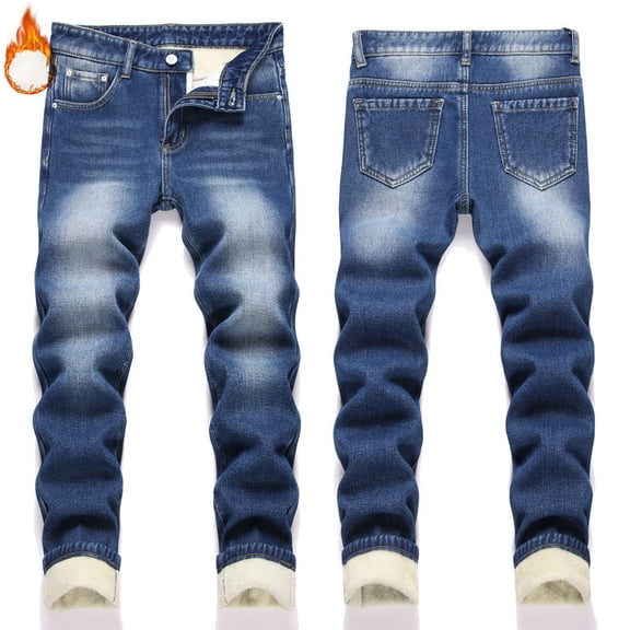 QUOTAY Comfortable Stretch Lined Boys Distressed Jeans Straight Leg Denim Pants for Boys Fashion Casual Long Trousers Autumn Spring 7-16 Years Blue_01,10