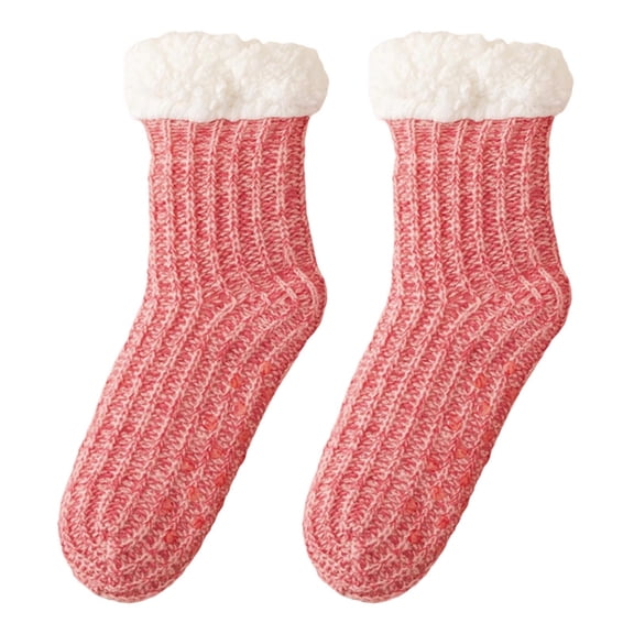 QUOTAY Cozy Lined Spa Slipper Socks for Women Winter Warm Slipper Socks Hosiery for Home and Sleep Thermal Knee High Stockings Pink,One Size