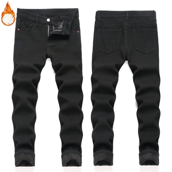 QUOTAY Distressed Boys Jeans Straight Leg Stretch Comfortable Lined Denim Pants Long Casual Fashion for Baby Boy Pants Autumn Spring 7-16 Years Black_02,12