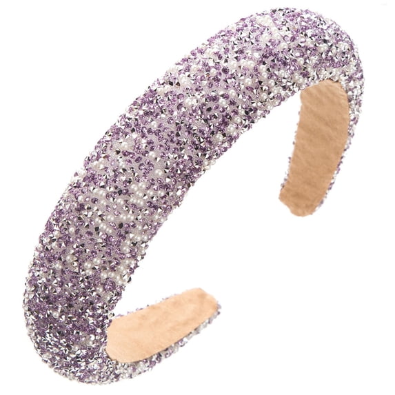 QUOTAY Elegant Full Rhinestone Pearl Headband for Women Hair Accessory Party and Wedding 02_Purple,One Size