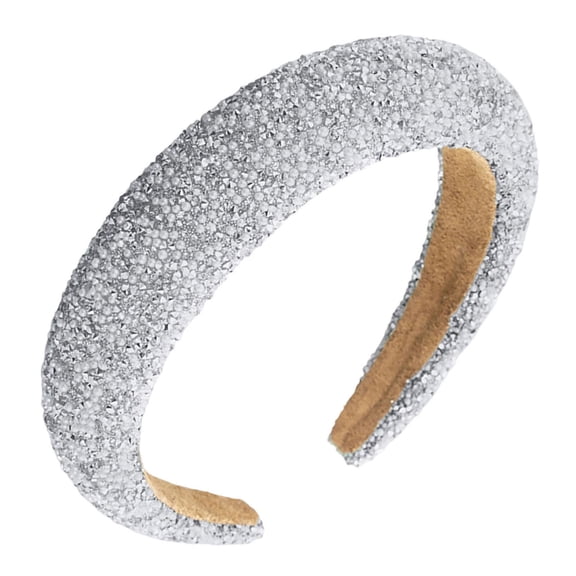 QUOTAY Elegant Full Rhinestone Pearl Headband for Women Hair Accessory Party and Wedding 02_Silver，One Size