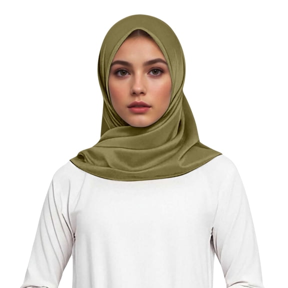 QUOTAY Elegant Satin Square Soft Hijab Head Scarf Wrap for Women Fashionable Hair and Neck Cover Army Green,One Size