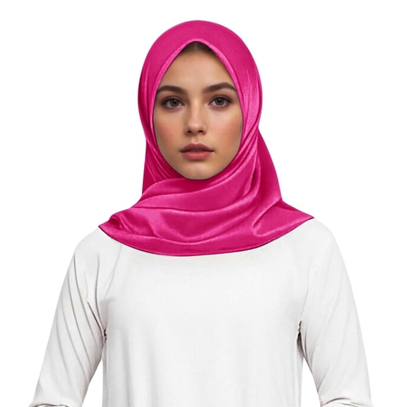 QUOTAY Elegant Satin Square Soft Hijab Head Scarf Wrap for Women Fashionable Hair and Neck Cover Hot Pink，One Size