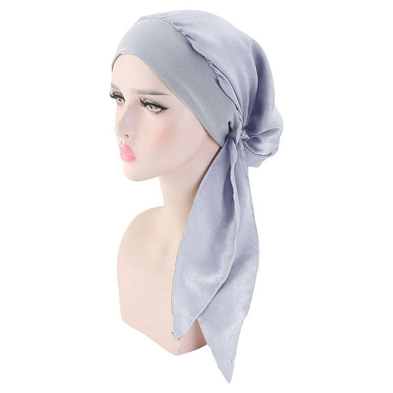 QUOTAY Elegant Wide Braided Headband Scarf Wrap Turban for Women Silk Like Hair Boho Style Headwear Grey,One Size