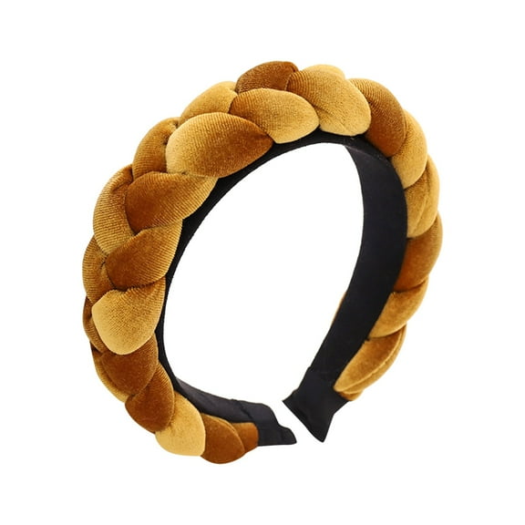 QUOTAY Ethnic Braided Hair Band Handmade Flannel Headband with Braid Design for Women Boho Headwear 01_Yellow，One Size