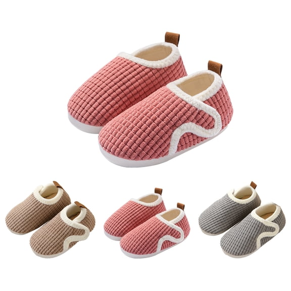 QUOTAY Fashion Cute Autumn Winter Boys and Girls Indoor Slippers Flat Bottom Lightweight Soft Comfortable Warm Cartoon Animal Shape Watermelon Red,2.5-3 Years