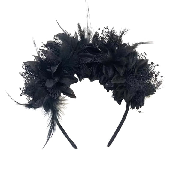 QUOTAY Feather Headband for Women Parties Festivals Stage Performances and Celebrations Accessory Dark Gray，One Size