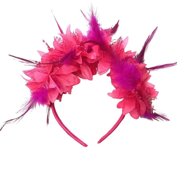 QUOTAY Feather Headband for Women Parties Festivals Stage Performances and Celebrations Accessory Hot Pink,One Size