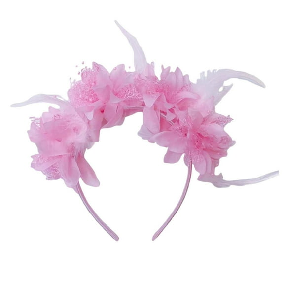 QUOTAY Feather Headband for Women Parties Festivals Stage Performances and Celebrations Accessory Pink，One Size