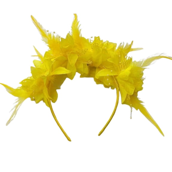 QUOTAY Feather Headband for Women Parties Festivals Stage Performances and Celebrations Accessory Yellow，One Size