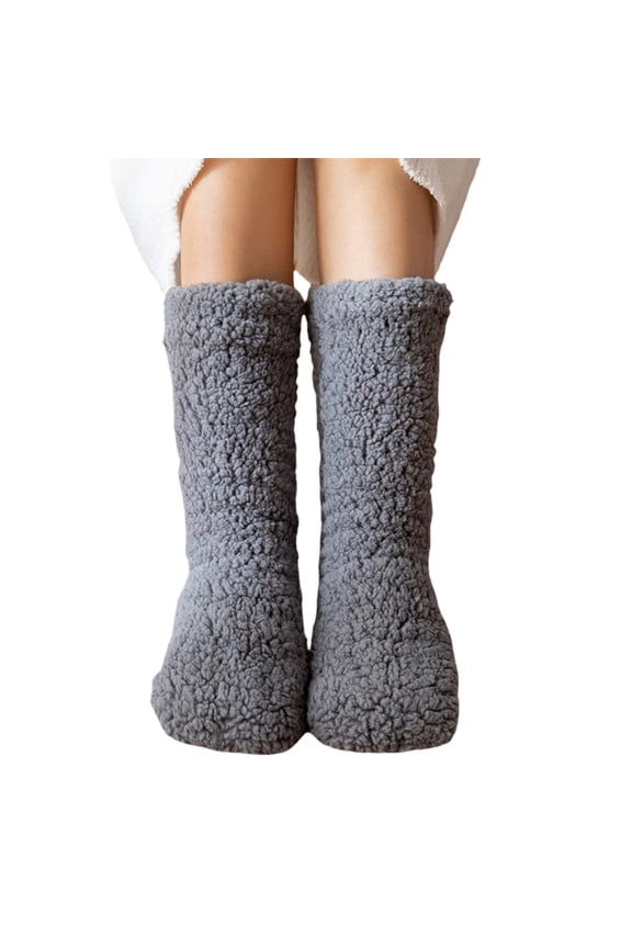 Floor Socks for Adult Sleep Winter Home Month Socks Leg Cover Slipper Socks with Non Dots on Bottom Grey,One Size
