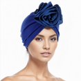 thumbnail image 1 of QUOTAY Floral Embroidered Satin Turban Cap Head Wrap Hat for Women Bohemian Ethnic Pleated Hair Cover 02_B，One Size, 1 of 3