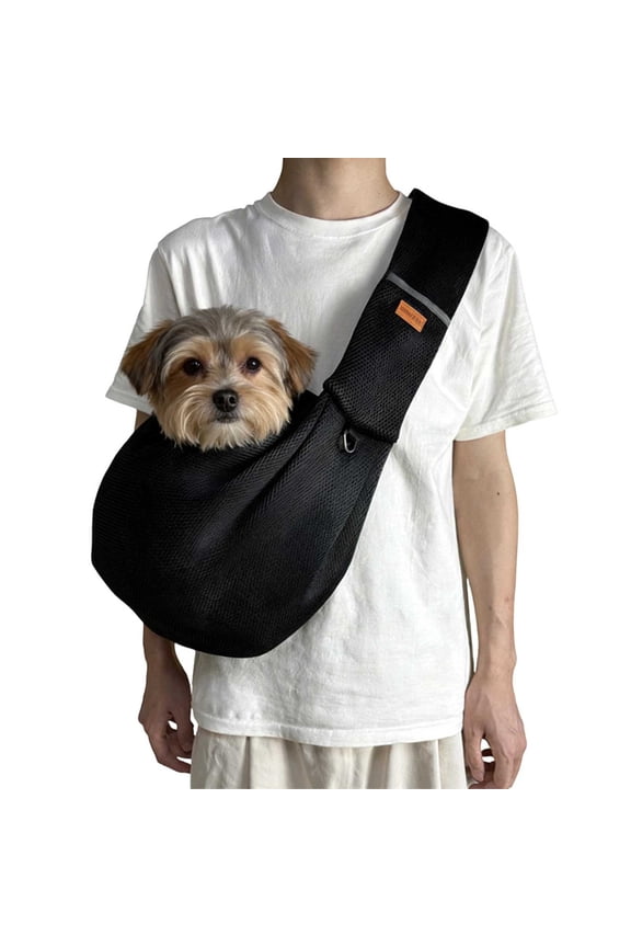 Foldable Breathable Unisex Pet Backpack for Daily Commute Outdoor Activities with Portable Design Shoulder Bag for Men 01_Black,One Size