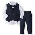 thumbnail image 1 of QUOTAY Formal Suits Set for Boys with Dress Shirt Vest Pants and Bow Tie Toddler Outfits for Boys Wedding Party and Occasions Z02_Blue,2-3 Years, 1 of 6