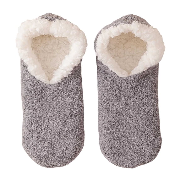 QUOTAY Fuzzy Socks for Women Fleece Lined Slipper Socks Thick Warm Indoor Footwear Cozy Floor Socks for Home Z04_Grey，One Size