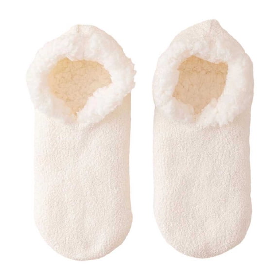 QUOTAY Fuzzy Socks for Women Fleece Lined Slipper Socks Thick Warm Indoor Footwear Cozy Floor Socks for Home Z04_White，One Size