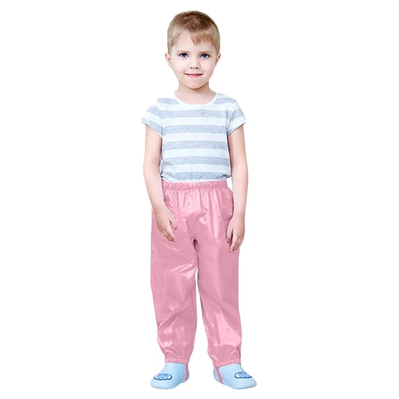 QUOTAY Girls Boys Toddler Baby Rain Pants Long Trousers for Outdoor Play and Ages 1-12 Years Pink,XL