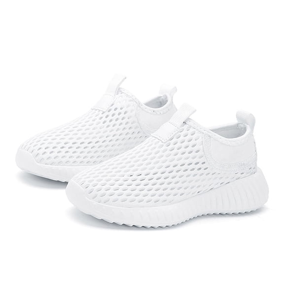 QUOTAY Girls Breathable Mesh Sneakers for Everyday Wear Lightweight Comfortable Sports Shoes for Kids Slippers for Girls Age 5-12 White，11.5-12 Years