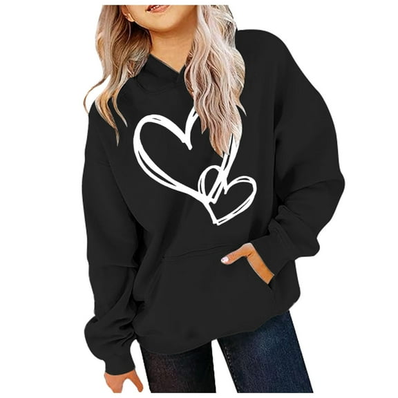 QUOTAY Girls Cute Cartoon Sweater Pullover Hoodie with Hood Casual Long Sleeve Top Soft Sweatshirt for Children and Teenagers Hoodies for Teens 03_Black,3-4 Years